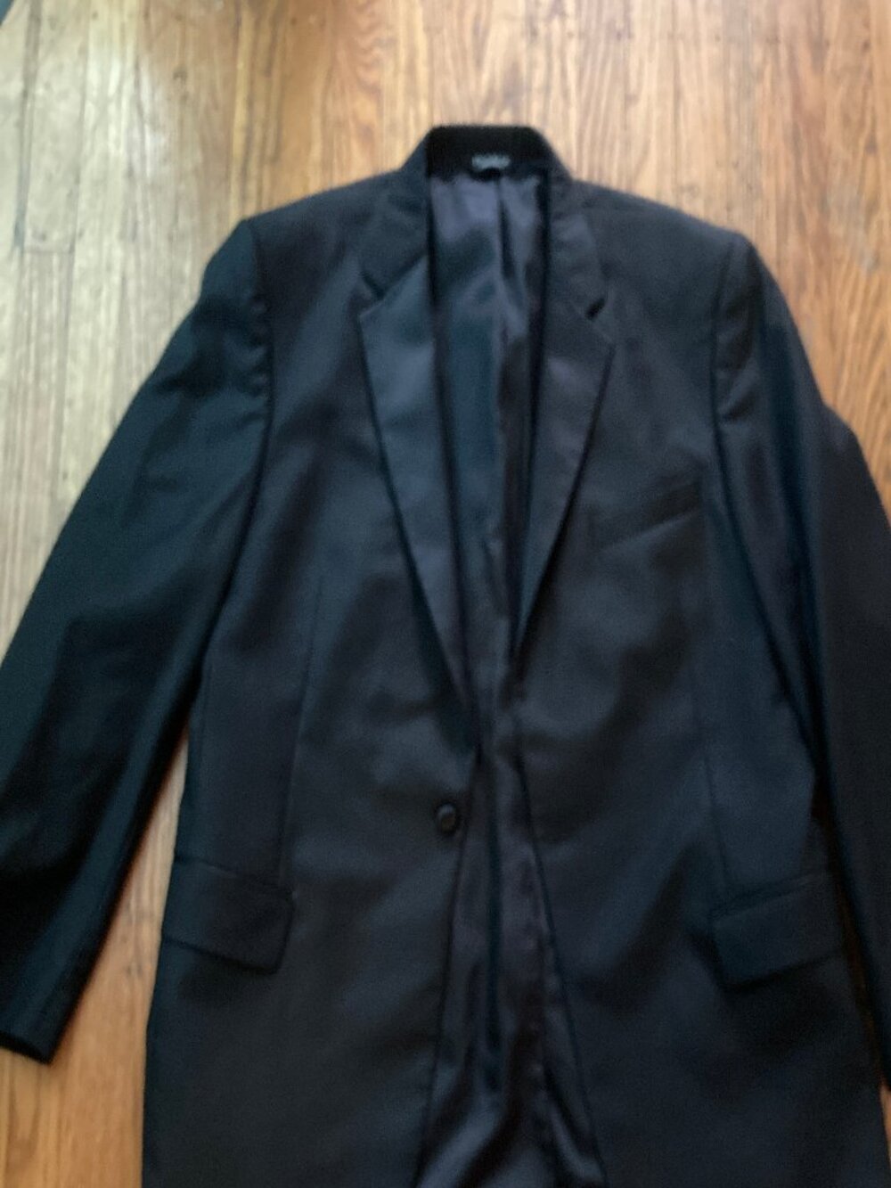 Jos A Banks Mens Notch Tuxedo Jacket Blazer 44 L Black Solid Wool New